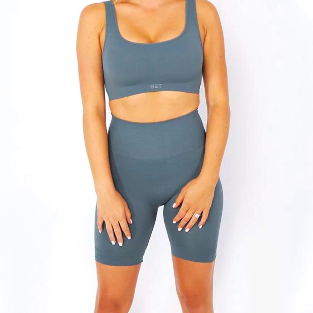 SetActive Slate Grey Old Style Biker Shorts Set Active